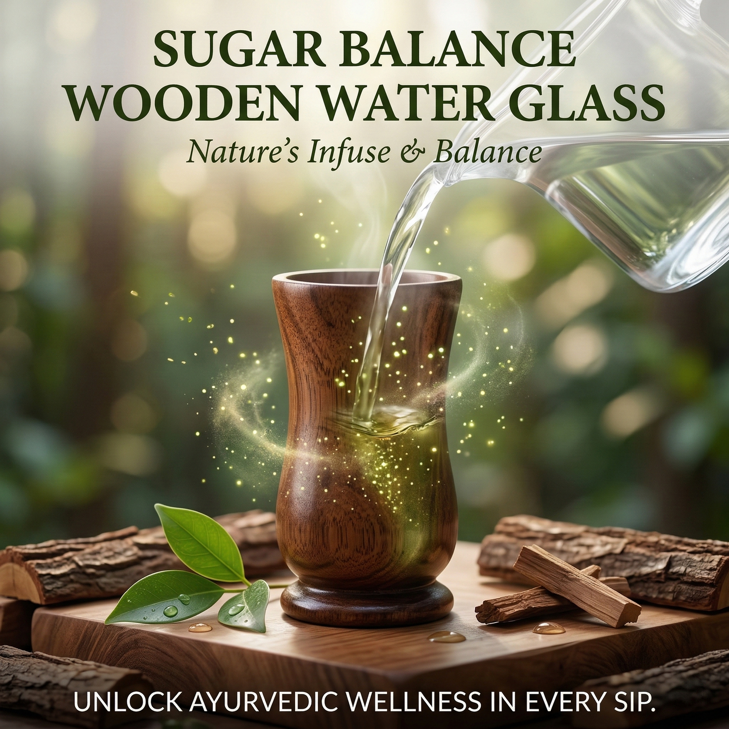 Sugar Balance Wooden Water Glass (100% Ayurvedic)