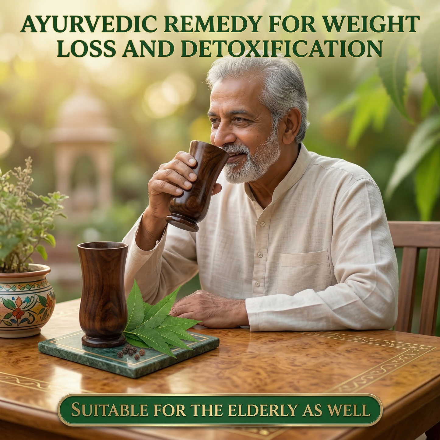 Weight Loss and Body Detox Wooden Water Glass (100% Natural)